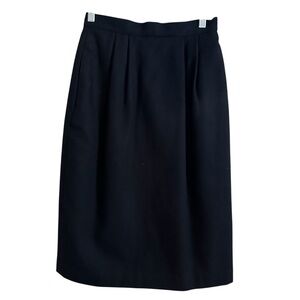 Amanda Smith Vintage Wool Black Knee Length Skirt Size 8